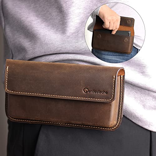 Gentlestache Large Leather Phone Holster For Iphone 14 Pro 13 Pro, Flip Cell Phone Case For Galaxy S23 S22, Phone Belt Holder With Belt Clip, Phone Pouch For Phone With Protective Case #TOP1