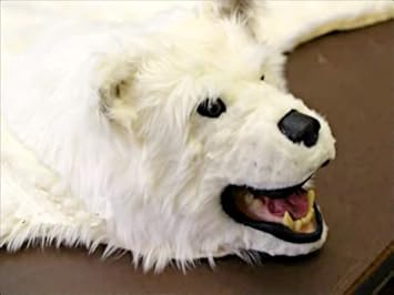 Fur Accents Original Classic Bear Skin Rug with Head/Polar Bear Off White Faux Fur 5