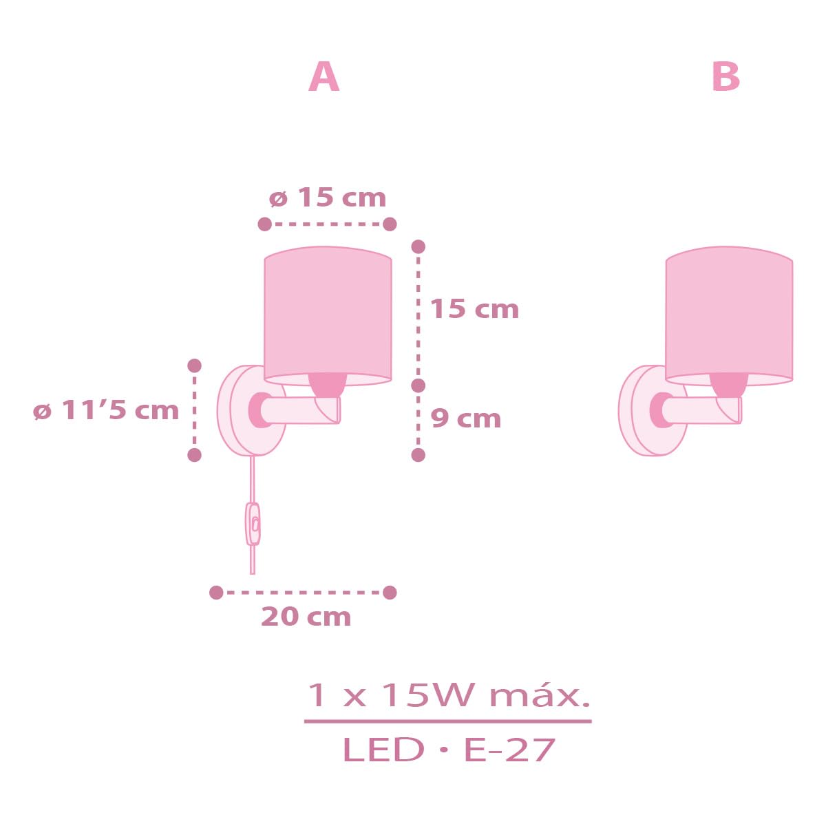 Dalber Kinder Wandlampe Fairy Dreams Feen Rosa 42499 | Wandleuchte; Kinderzimmer; E27 - 1 x 15W