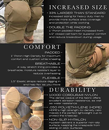 Atlas 46 24/7 Comfort-Tuff Knee Pads (Coyote, Large) - Image 4