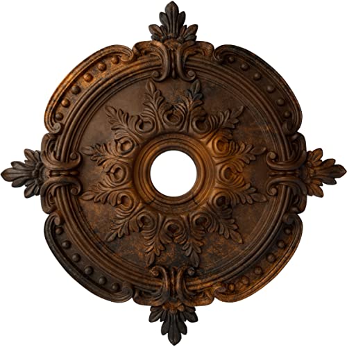 Image of 28 3 /8 inchOD x 3 3 /4 inchID x 1 5 /8 inchP Benson Classic Ceiling Medallion (Fits Canopies up to 6 1 /2 inch), Hand-Painted Rust