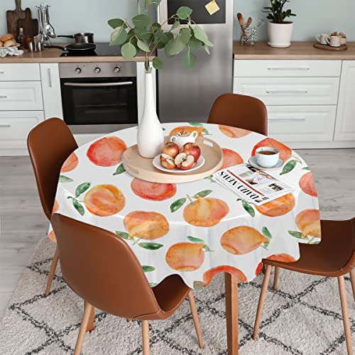 Qsirbc Watercolor Oranges Round Tablecloth 48 Inch, Durable Waterproof Table Cloth, Washable Fabric Table Cover Perfect For Spring, Summer, Dining Room, And Party #TOP2