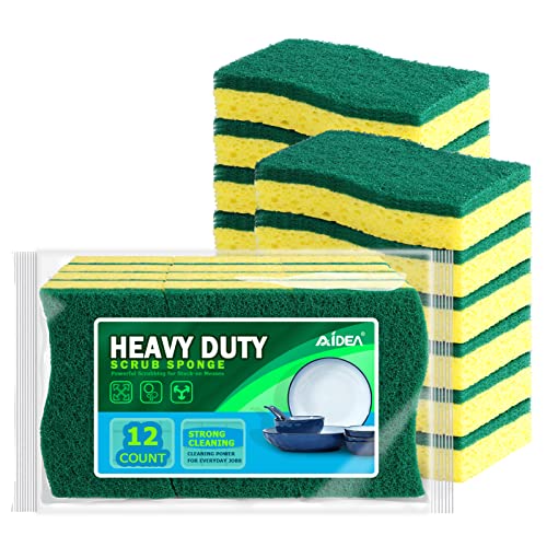 AIDEA Brite Esponja Exfoliante Resistente, Limpia rápidamente sin arañazos, Poder de Limpieza para Trabajos cotidianos para Platos, ollas, sartenes, 24-Count Cover