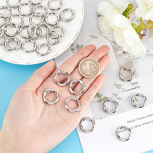 SUNNYCLUE 32Pcs Spring O Rings Silver Round Carabiner Clip Split Zinc Alloy Snap Hooks Metal Clamp Clasp Keyrings Buckle Trigger for Bag Purse Handbag Strap Craft DIY Accessory - Image 3