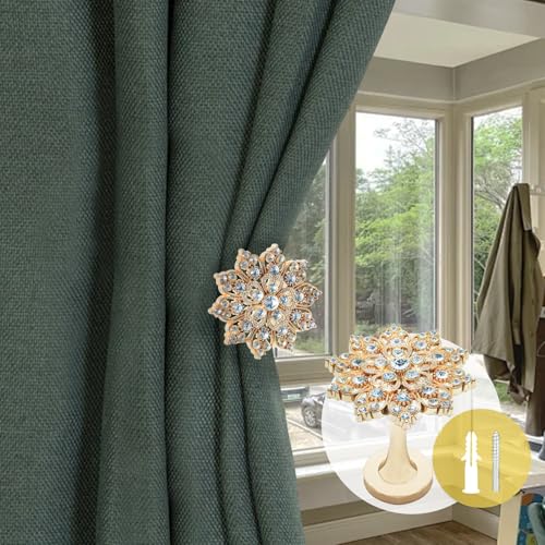 2Pcs Vintage Wall Hook Window Drapery Medallion Holdbacks, MfhdgXAvs Curtain Tiebacks, Wall Hook, Tassel Holder (B)