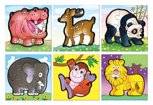 Image of Frank 6 in 1 First Fun & Educational Jigsaw Puzzles for Kids - Combo Pack of 2 (3 Cardboard Puzzles Each) -Wild Animals & The Jungle - Age 3 Years Old & Above- Fun & Challenging Brain Booster Games