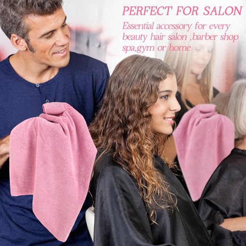 Image of Shimeyao 40 Pack Bleach Proof Towels Microfiber Absorbent Resistant Hair Hand Towels Bulk Quick Dry for Barber Gym Bath Spa Shaving (Pink,16 x 29 Inch)