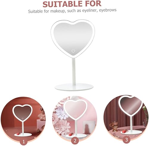 Miniatura 8 de IMIKEYA 4pcs Led Vanity Mirror Small Mirror Hand Held Mirror Tabletop Makeup Mirror Led Beauty Mirror para Maquillaje Led Mirror Double Mirror White