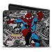 Buckle-Down mens Buckle-down Pu Bifold - the Amazing Spider-man Stacked Comic Books/Action Poses Grays Bi Fold Wallet, Multicolor, One Size US