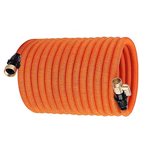 TACKLIFE 100ft Expandable Garden Hose, with Double Latex Core, 3/4’ Brass Connectors, No-Kink Flexible and No-Leak Water Hose - GGH2A