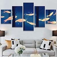 SIGNWIN 5 Panel Canvas Wall Art Modern Art Decorative Elements Fun Illustration Illustrations Kids Multicolor for Home Decorations Ready to Hang - 60
