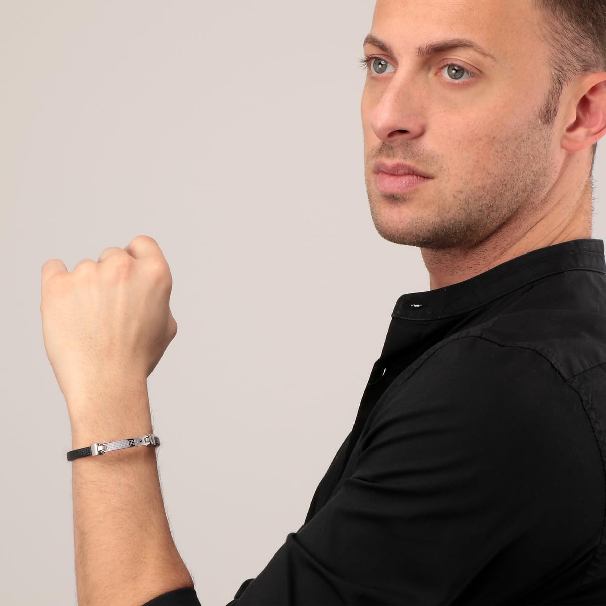 Morellato Bracciale da uomo, Collezione Moody, in Acciaio, cristalli, pelle - SQH26