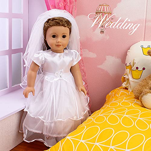 Fundolls FAIRYDOLLY-18-WEDDING-WHITE 18-Inch Doll-Clothes Princess Dress thumb #2