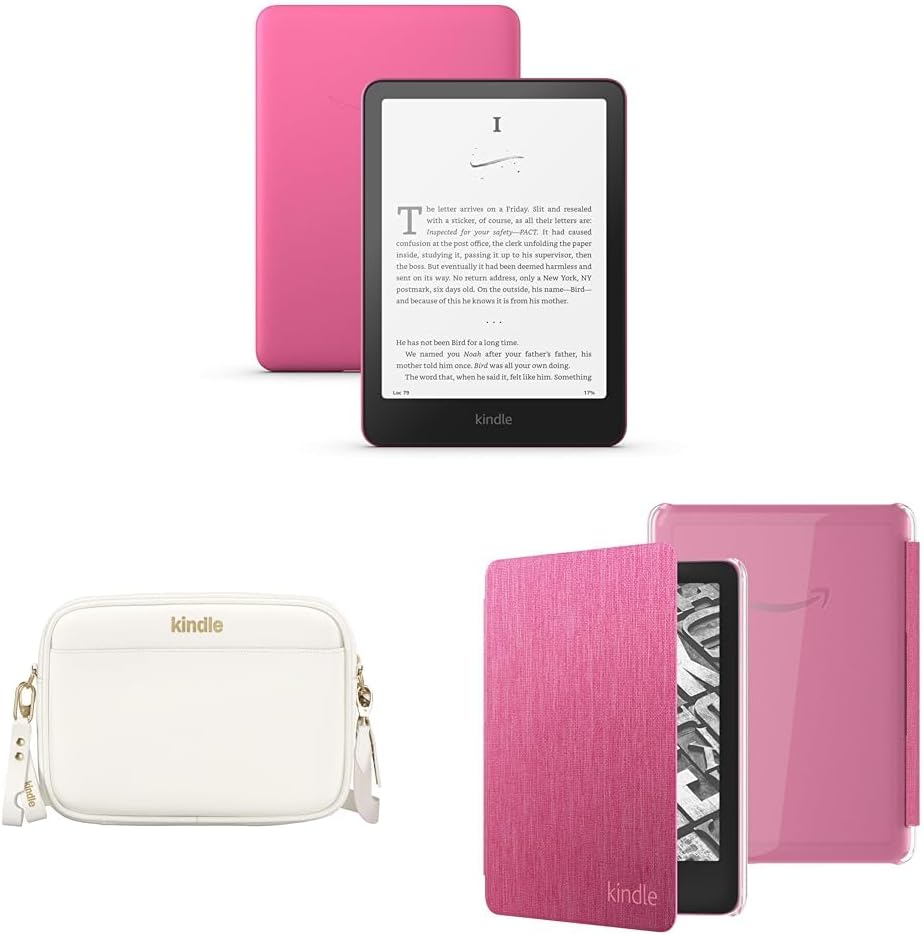 Amazon Kindle Paperwhite Bundle: Includes, Amazon Kindle Paperwhite 16GB | Raspberry, Sling Bag | Dune, Clear Back Case | Raspberry