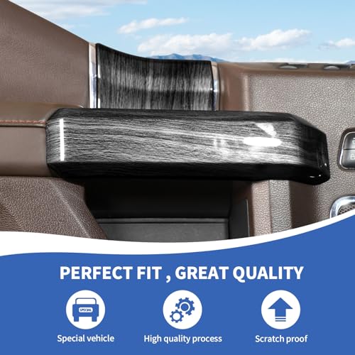 RAZPOY for F150 Inner Door Handles Covers & Door Handle Panel Trim Compatible with 2015-2020 Ford F150 Black Wood Grain Interior Accessories by RAZPOY - Used condition - Image 4