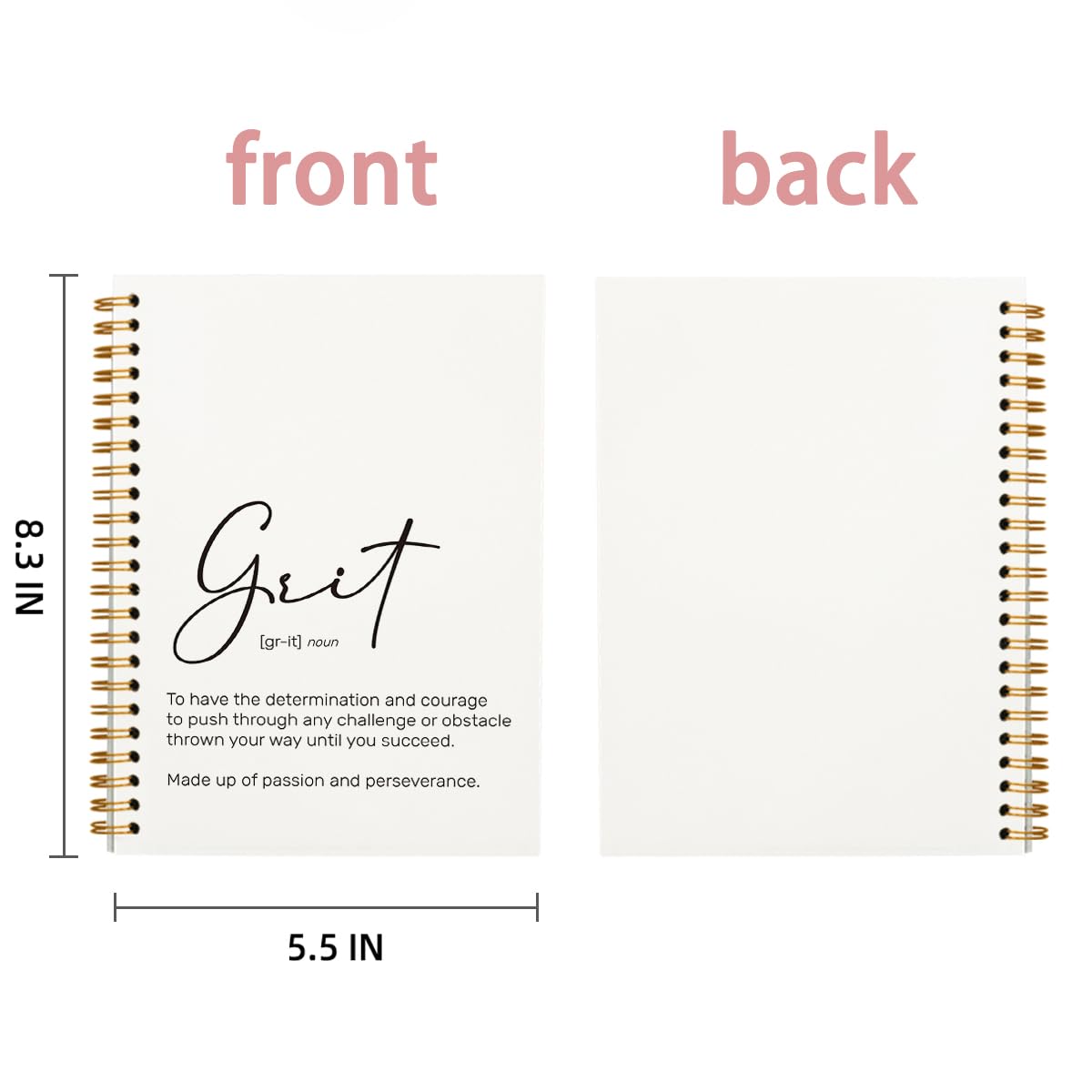 PLKMN Grit Definition - Cuadernos inspiradores para el trabajo, regalos motivacionales de oficina para mujeres, hombres, compañeros de trabajo, suministros de oficina y accesorios, cuaderno en espiral