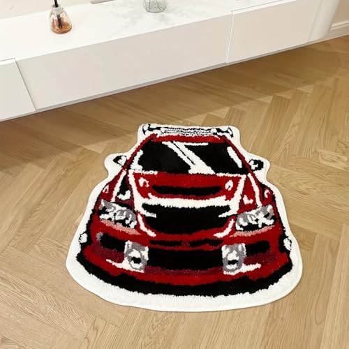 Tapete decorativo rojo con diseño de coche de carrera 75x70 cm miniatura 2