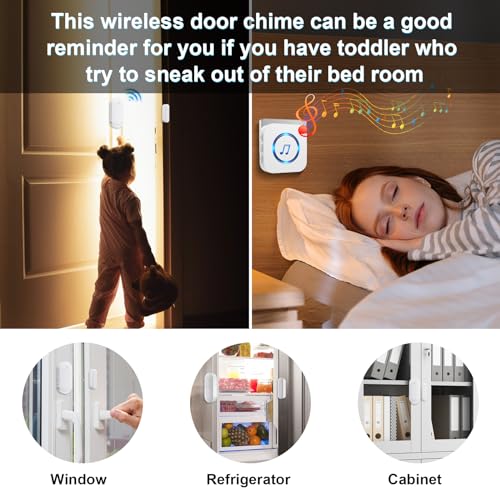 image for Door Chime,SanJie Wireless Door Sensor Chime When Door Opens,Door Entr