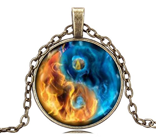 GEMINGO The All Water and Fire Yin Yang Necklace Yin Yang Choker Necklace (Golden)