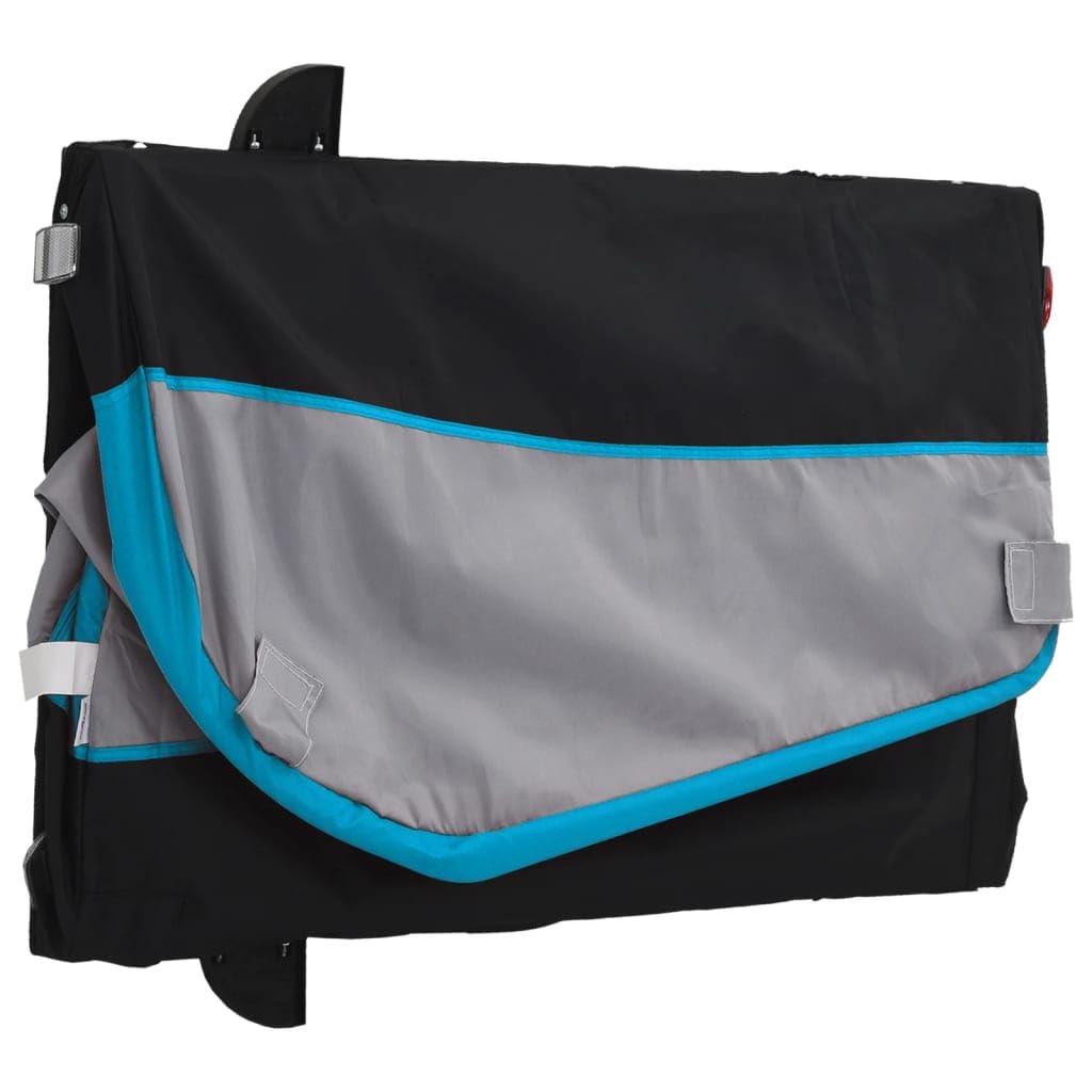 Przyczepa rowerowa, czarna, niebieska, 45 kg, żelazo