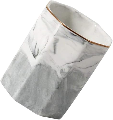 Miniatura 2 de TOPBATHY Pinceles de maquillaje, soporte de cerámica para bolígrafo, patrón de mármol, soporte para brochas de maquillaje, soporte para cepillos de