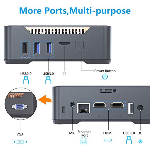 Mini PC, Intel Celeron J3455 Processor(up to 2.3GHz) Windows 10(64-bit) Mini Des   ktop Computer with HDMI/VGA Port,4GB DDR3/64GB eMMC,Gigabit Ethernet,Dual Band Wi-Fi,Bluetooth 4.2,4K HD