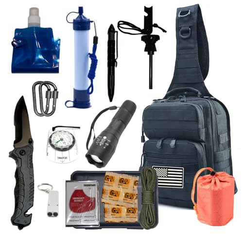 PREPSENTIAL Go Bag Emergency Survival Mini Kit (Black)