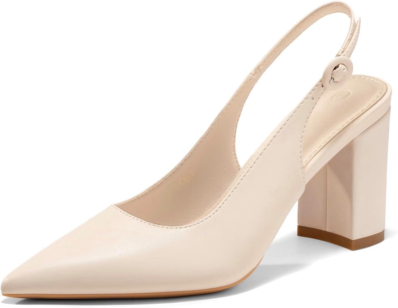 Coutgo Women's Pointed Toe Block Heel Pumps Slingback Chunky Heel Slip On Work Party Dress Shoes