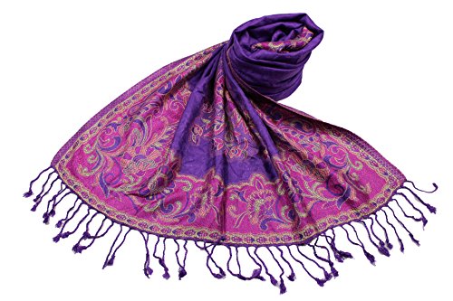 Étole viscose SHANKARA chic avec élégante bordure à motif floral N32
