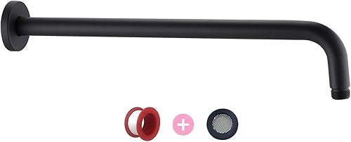 Miniatura 8 de Brazo de ducha de cuello de cisne negro mate, tubo de extensión de cabezal de ducha en forma de S, extensor de altura de ducha de 13 pulgadas para