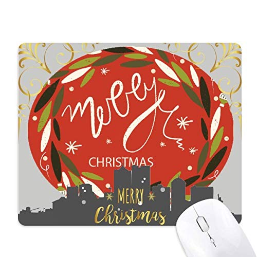 Tapis de souris Noël en caoutchouc pour bureau festif avec illustration feuilles