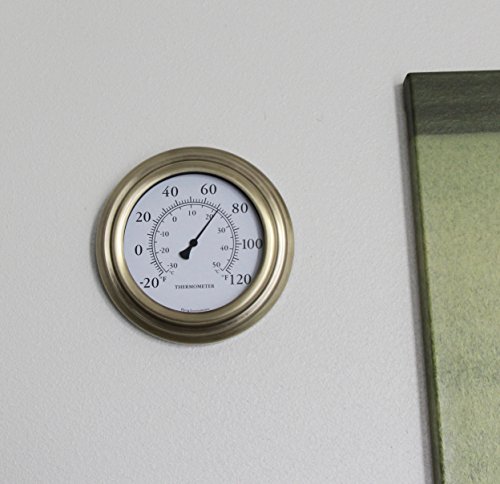 Bjerg Instruments 8" Antique Brass Finish Decorative Indoor/Outdoor Thermometer #TOP3