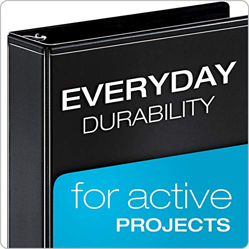 Cardinal Economy 3 Ring Binder, 1.5 Inch, Presentation View, Black, Holds 350 Sheets, Nonstick, Pvc Free, 4 Pack Of Binders & 1.5 Inch 3 Ring Binder, Round Ring, White, 4 Pack, Holds 350 Sheets #TOP2