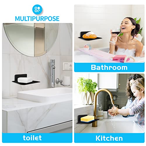 Yuzp Soap Holder For Shower,Stainless Steel Soap Dish,Simple Bar Soap Tray,Wall Mounted Soap Stand With 3M Adhesive Back,Rustproof Soap Saver Sponge Holder For Bathroom,Tub,Kitchen Sink (Black) #TOP3
