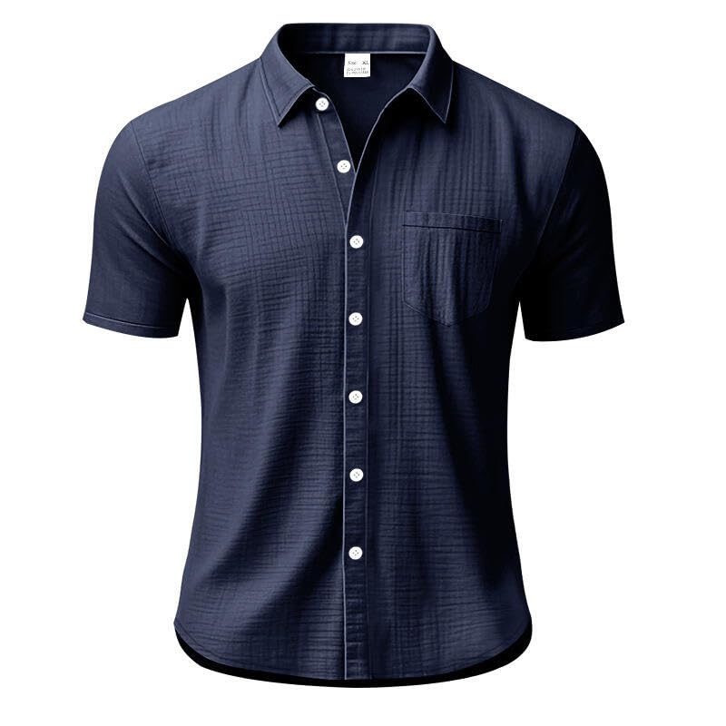 Men's Linen Short Sleeve Shirts Casual Button Down Shirts Vacation Beach Summer Tops4