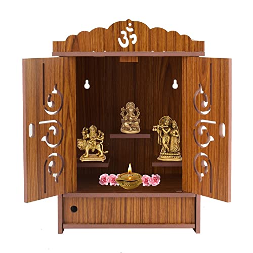 kulshrestha handicrafts Wooden Readymade Wall Hanging Puja Temple for Home God Stand for Pooja
