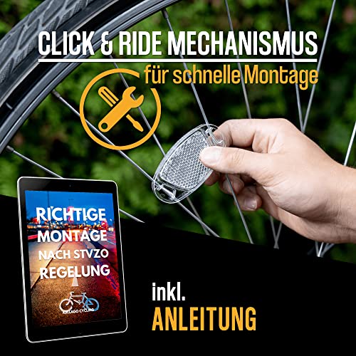 Kellago Katzenaugen Reflektoren Fahrrad [ MIT VERBESSERTER REFLEKTION ] 8X Speichenreflektoren Fahrrad Stvzo zugelassen - Fahrrad… – Ansicht 5