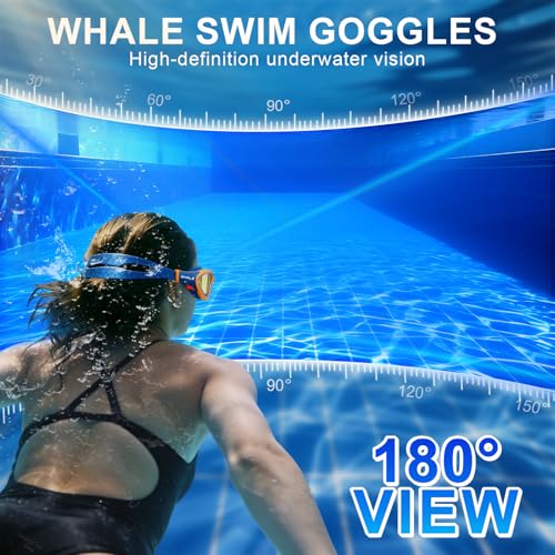 Image of Whale Swim Goggles, HD Anti-Fog Goggles, Unisex | 100% UV Protection | Anti-Fog Design Clear Wide-Angle Underwater View