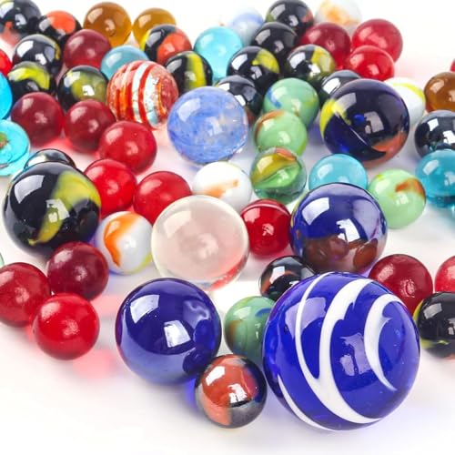 AMOR PRESENT 85PCS Glass Marbles, Space Marbles 4 Sizes Assorted
