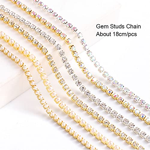 S-TROUBLE Nägel Dekorationen, 3D Nagel Diamanten Ketten Nail Art Zubehör Metallische Nagelketten Glitzer Glänzendes… – Bild 7