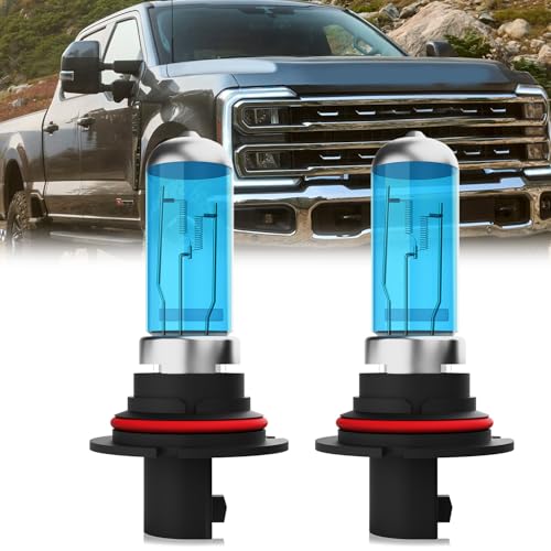 Image of Headlight Bulbs Compatible With Ford F350 450 550 Super Duty 2001-2004, 9007 High Low Beam Halogen Light Bulb Combo, Super Bright 6000K White, Plug and Play, Pack of 2