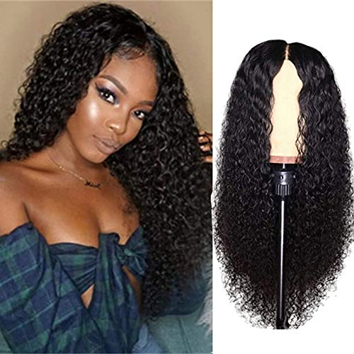 Wigs, Peruvian Curly Hair Wig Glueless Hair Wavy Wigs, Curly Wig Human Hair Wigs for Black Women Brazilian Curly Synthetic Lace Front Wigs Human Hair Scarf No Gel Gluelees Remy Hair Cosplay (Black)