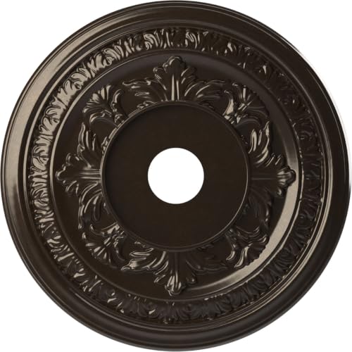 Image of Ekena Millwork CMP22BAERU Baltimore Thermoformed PVC Ceiling Medallion (Fits Canopies up to 7 3 /4 inch), 22 inchOD x 3 1 /2 inchID x 1 inchP, Universal Metallic Rustic Mist