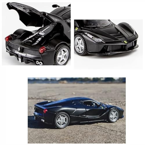 Image of 1:32 LaFerrari Toy Car, Metal Pull Back Diecast Model Car with Openable Doors, Sound & Light, Gifts for Kids (Black)