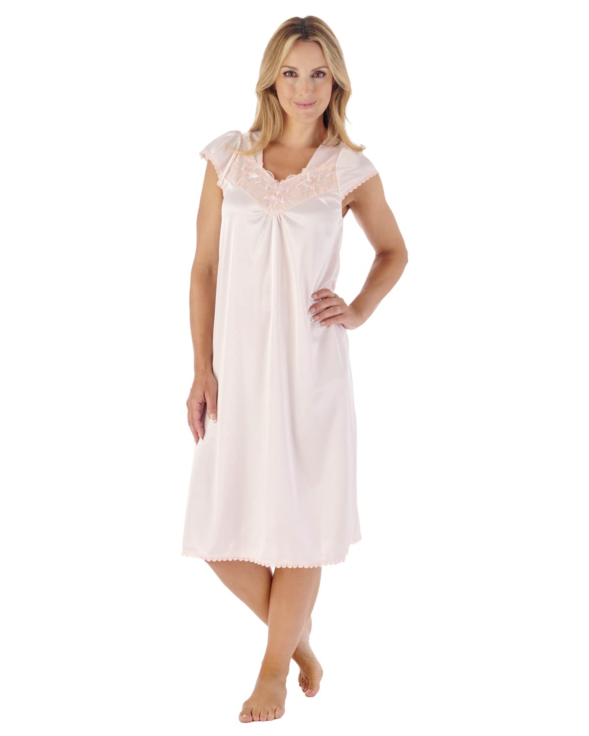 Slenderella Satin Cap Sleeve Nightie ND55404 Peach 20-22