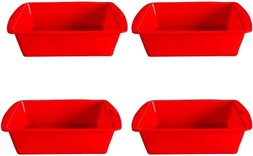 AVIDON Paquete de 4 moldes cuadrados de silicona para tartas, moldes de silicona antiadherentes de 7.5 pulgadas, moldes para hornear pasteles para