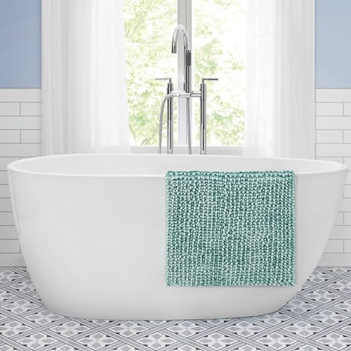 Tapis de salle de bain vert sauge pour baignoire et évier