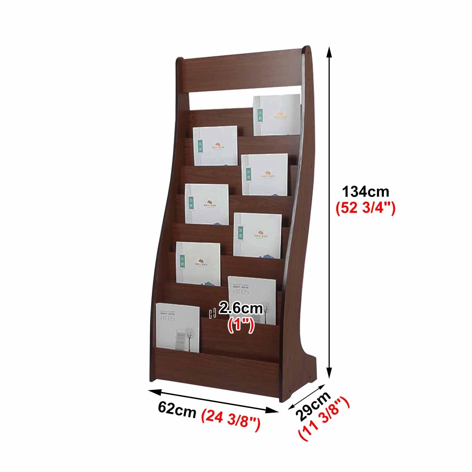 Support de Rangement pour Magazines à 8 Niveaux, présentoir de littérature en Bois Robuste, Porte-brochures pour Salle d'attente/Zones de réception/école (Rouge)