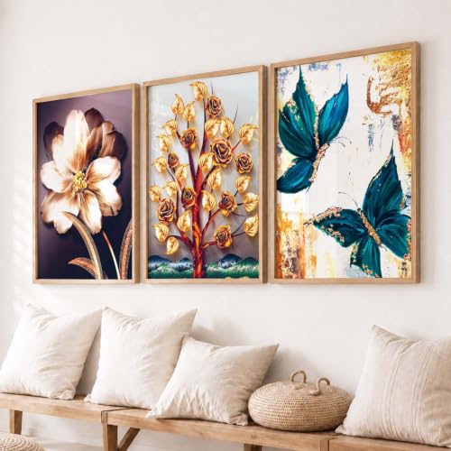 Image of kotart Paintings Modern Art Wall Decor Framed Paintings for Bedroom Room Living Room - Framed Wall Posters /Multicolor,Set of 3 (Art 1, 13x17 inch)
