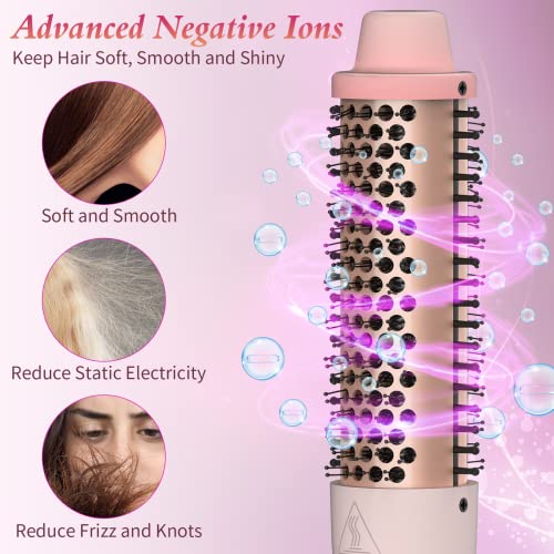 1.5 Inch Heated Curling Comb - Koovon Hair Curling Brush Irons Ceramic Tourmaline Ionic Thermal Brush Heated Round Brush Makes Volume Curls, Dual Voltage Volumizing Brush For Hair Styling #TOP2